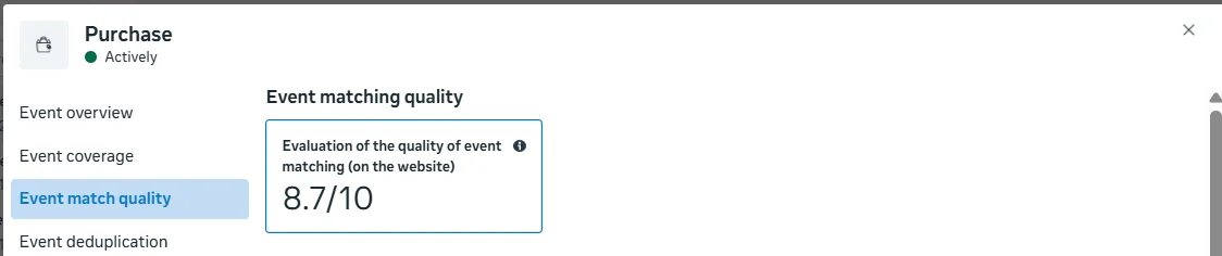 Purchase Event Match Quality 8.7/10